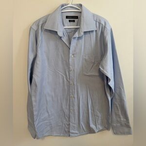 Andrew Fezza Pale Blue Micro-Check Button-Up Dress Shirt